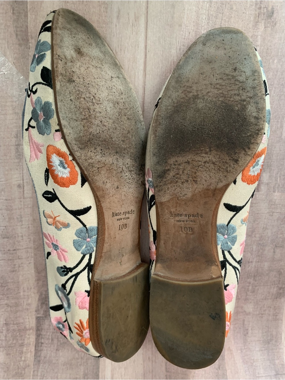 kate spade devi loafers White Floral Embroidered Loafers flats shoes sz 10B - Picture 11 of 13